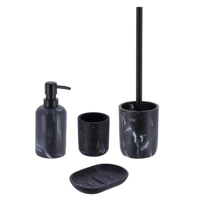 Evideco French Home Goods 4-Piece Marble Bathroom Accessory Set