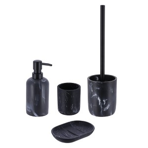 Evideco French Home Goods 4-Piece Marble Bathroom Accessory Set - 1 of 4