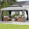 Outsunny 10' x 13' Patio Gazebo, 2-Tier Polyester Roof, Vented Canopy, Mesh, Portable Aluminum Frame for Outdoor - 3 of 4