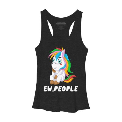 Women's Design By Humans Ew, People Unhappy Unicorn By ZeusSE Racerback Tank Top