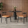 Set of 2 Mid-Century Modern Faux Leather Dining Chairs with Solid Wood Frame, Armless Chairs for Dining Room or Living Spaces-Panipeachy - 2 of 4