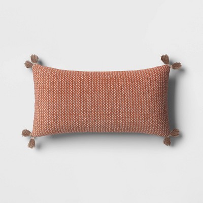 18x18 Hand Woven Rust Geo Stripe Outdoor Pillow Polyester With Polyester  Fill By Foreside Home & Garden : Target