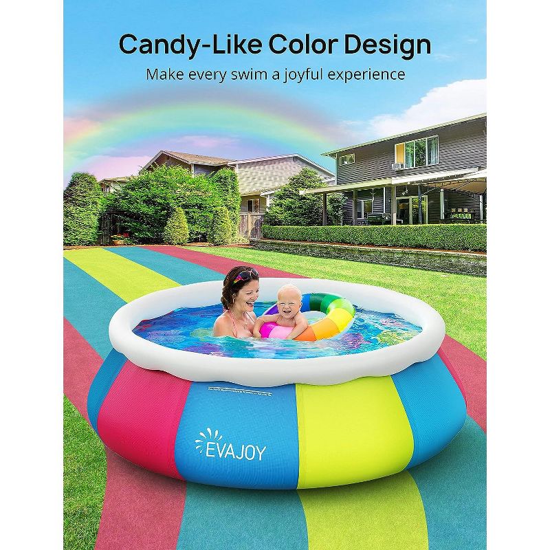 SKONYON 10ft x 30in Inflatable Round Swimming Pool Easy Set with Pool Cover Above Ground Pool for Backyard Family Fun, 4 of 6