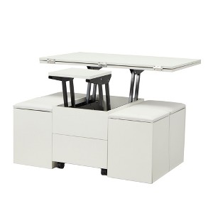JOMEED Cushioned Seat Converts to Height Adjustable Table with Drawers, White - 1 of 4