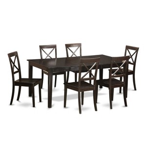 Modern Dining Room Set - Table with 6 Chairs - Kitchen Set - Leaf Extension Table - Cappuccino Finish - 1 of 4