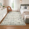 Vintage Washable Rug for Living Room, Non-Slip Floral Print Accent Rug, Large Low Pile Stain Resistant Distressed Carpet, Indoor Foldable Floor - 3 of 4