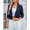 Coolmee Women's 3/4 Sleeve Cropped Blazer Lightweight Open Front Suit Jacket for Business Casual - 3 of 4