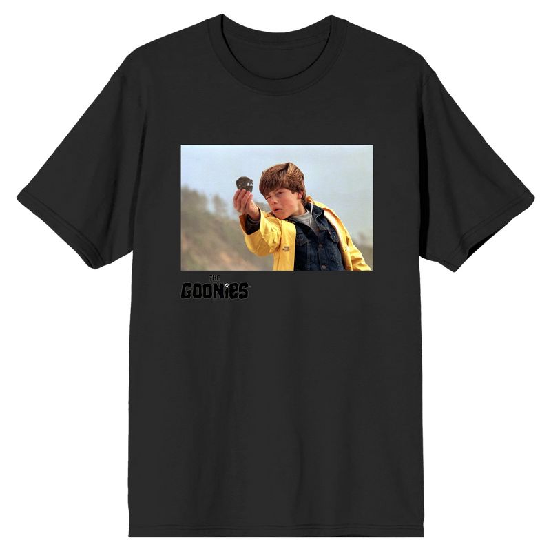 The Goonies Mikey in Yellow Jacket Charcoal Gray Men's T-Shirt, 1 of 2