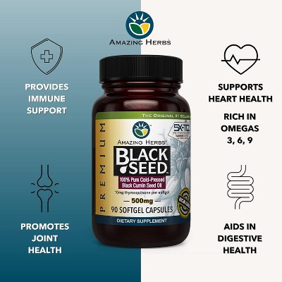 Amazing Herbs Black Seed 500mg Softgels, 90 Ct