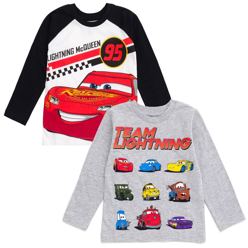 Disney Pixar Cars Lightning McQueen Tow Mater 2 Pack Long Sleeve T-Shirts Toddler to Big Kid, 1 of 8