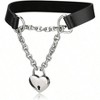 Black Choker with Heart Padlock and Key, Women's PU Leather Collar. - 2 of 4