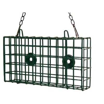 Green PVC Coated Double Suet Bird Feeder Cage