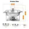 GustoWave 5QT Chafing Dishes for Buffet, Round Stainless Steel Food Warmers with Glass Lids, for Parties, Catering, 2 Set - 2 of 4
