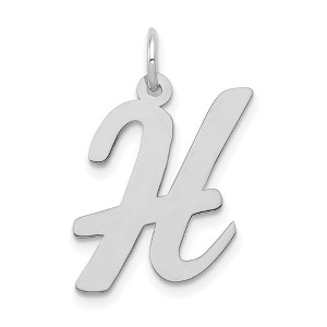Black Bow Jewelry 14k White Gold, Madison Collection LG Classic Script Initial H Pendant - 1 of 4