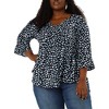 Agnes Orinda Women's Plus Size Babydoll Peplum High Low Hem V Neck 3/4 Sleeve Trendy Tops - 2 of 4