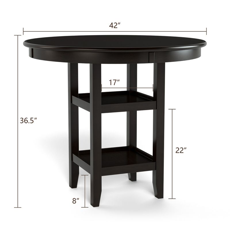 Costway 36.5'' Counter Height Dining Table W/ 42'' Round Tabletop & 2-Tier Storage Shelf, 5 of 11