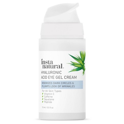 InstaNatural Hyaluronic Acid Eye Gel Cream with Vitamin C and Caffeine - 0.5 fl oz