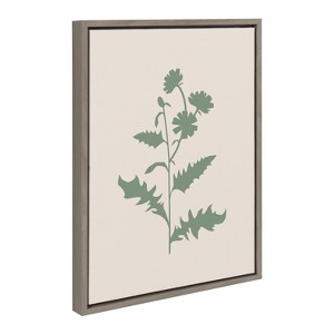 18" x 24" Sylvie Feminine Green Botanical Framed Canvas by Creative Bunch Gray - Kate & Laurel All Things Decor - 1 of 4