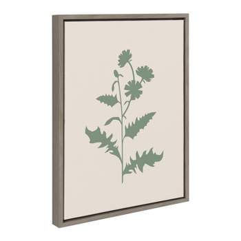 18" x 24" Sylvie Feminine Green Botanical Framed Canvas by Creative Bunch Gray - Kate & Laurel All Things Decor