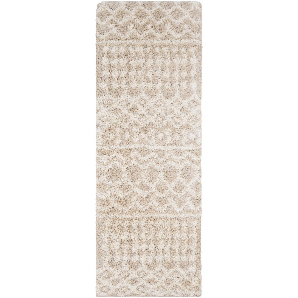 2'7"x7'3" pinnacle shag global rug cream - artistic weavers: high pile, stain & fade-resistant, traditional style
