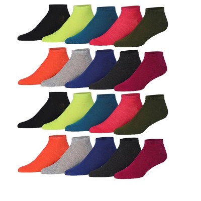 JAMES FIALLO Mens 20 Pairs Classy Extra Lightweight Solid Classic Colorful Pattern Low Cut/No Show Socks