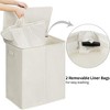 WOWLIVE 154-Liter Fabric 2-Section Collapsible Double Laundry Basket Storage Hamper with Lid and Removable Bags for Bedroom, Dorm, and Bathroom - 4 of 4