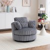 Oversized Corduroy Swivel Chair,40" Barrel Accent Chair with 360° Swivel and Pillows for Living Room-Baofuwish - 2 of 4