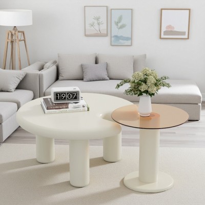 Circular Nesting Coffee Tables (Set of 2, Easy Assembly)