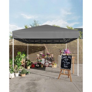 10x10 Pop Up Canopy Tent, Outdoor Canopy Tent with 3 Adjustable Height, 4 Sandbags & Carrying Bag for Camping, Parties,Outdoor Events - Gray - 1 of 4