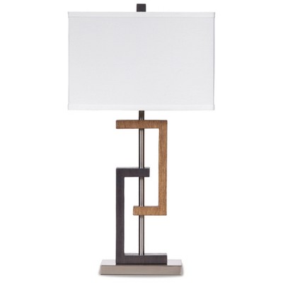 Modern Geometric Brown and Silver Table Lamp Set with 3-Way Switch