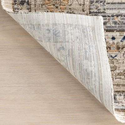 Red and Beige Synthetic Medallion 4' x 6' Area Rug