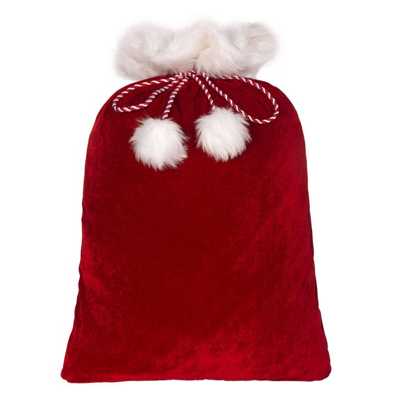 28&#34; Deluxe Santa Bag with Faux Fur Cuff Red/White - Haute D&#233;cor, 1 of 4