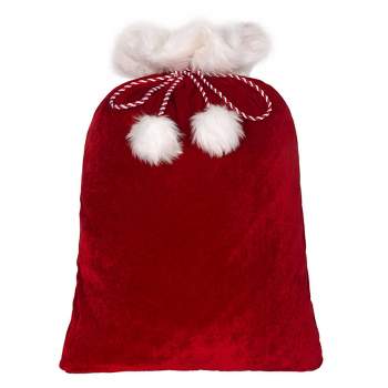 28" Deluxe Santa Bag with Faux Fur Cuff Red/White - Haute Décor