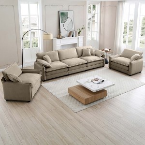 3 Pieces Sofa Set with Soft Cushions and Pillows, Warm Cozy Design, Flexible Sofa Combinations, and Foam Cushions - 1 of 4
