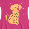 Girls' - Instant Message - Dog Wrapped In Christmas Lights Fit & Flair Cap Sleeve Graphic Dress - 2 of 4