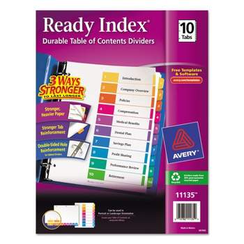 Avery Ready Index Customizable Table of Contents Multicolor Dividers 10-Tab Letter 11135