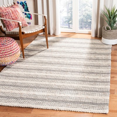 Marbella Grey and Taupe Striped Wool Synthetic 3x5 Rug