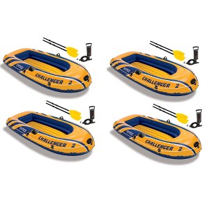 Intex Inflatable 2 Person Floating Boat Raft Set w/ Oars & Air Pump (4 Pack) - 1 of 4