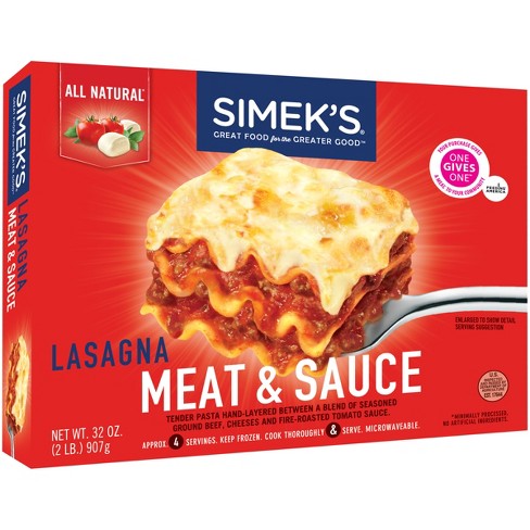Simek's Frozen All Natural Meat & Sauce Lasagna – 32oz : Target