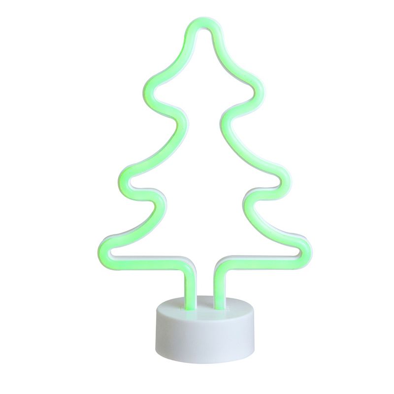 Northlight 11" Battery Operated Neon Style LED Christmas Tree Table Light - Green, 3 of 10