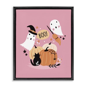 Stupell Industries Pink Boo Halloween Ghosts Floating Frame Canvas Art - 1 of 4