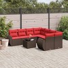 vidaXL Patio Sofa Set with Cushions Outdoor Furniture 9 Piece Poly Rattan - Brown and Red - 2 of 4