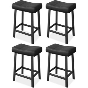 24-Inch Bar Stools Set of 2 Bar Chairs, Ergonomic Saddle Seat, Easy Assembly for Kitchen, Dining Room, Cafe, or Bar - 1 of 4