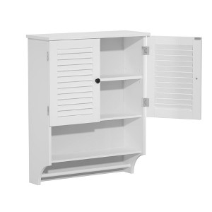 Rbied 23.62 in. W x 29.53 in. H Wood Surface Mount Medicine Cabinet without Mirror, Wall Cabinet with Louvered Doors, Adjustable Shelves & Towel Bar - 1 of 4