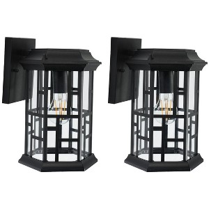 Carwen 8.46" Outdoor Sconce (Set of 2) - PLT7008 - Black - Safavieh - 1 of 4