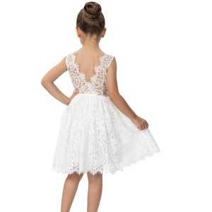 2Bunnies Paisley All-Over Lace Sleeveless Flower Girl Dress Knee - 1 of 4