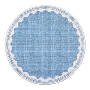 Coucheta Round Rug 4x4 ft Modern Scalloped Accent Washable Rug Contemporary Bordered Floor Mat Non-Slip Foldable Thin Indoor Carpet for Bedroom Dorm - 1 of 4