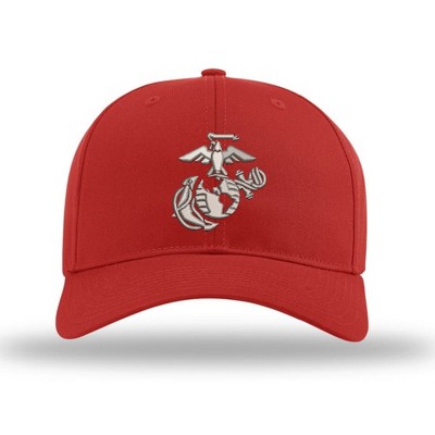 OUTSIDE THE WIRE Leatherneck for Life 3D Eagle Globe & Anchor Structured USMC Hat - Silver Logo