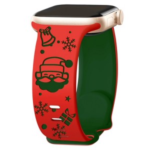 HTUTWOO Christmas Engraved Silicone Band Compatible with Apple Watch 38/40/41mm Two-Tone Santa Claus Sport Strap for iWatch Series, Red+White - 1 of 4