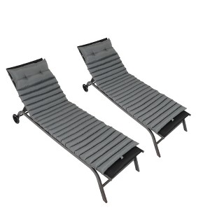 Gulche 2PCS Set Outdoor Lounge Chair Cushion Replacement Patio Funiture Seat Cushion Chaise Lounge Cushion-GREY - 1 of 4